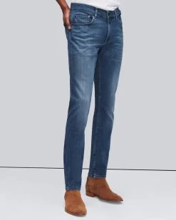 7 For All Mankind Luxe Performance Plus Slimmy Jeans In Mid Blue