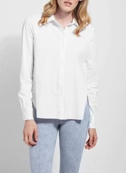 Connie Slim Button Down In White