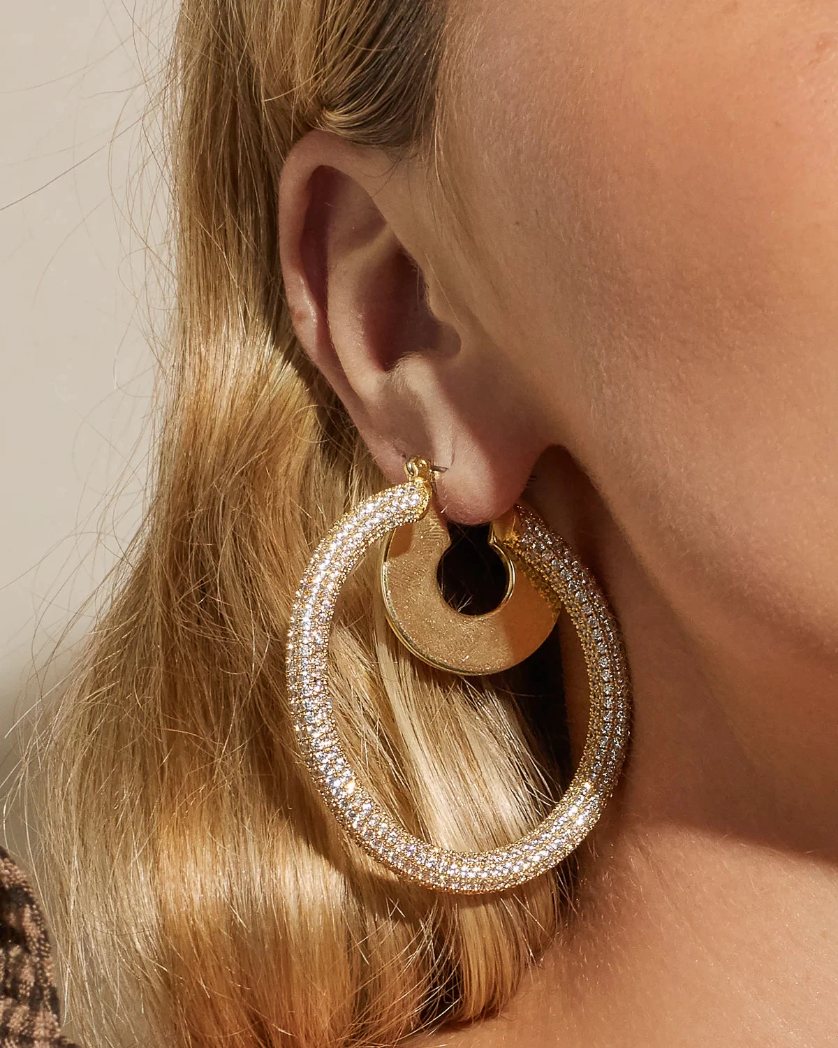 Luv AJ Pavé Amalfi Hoops In Gold - Image 5