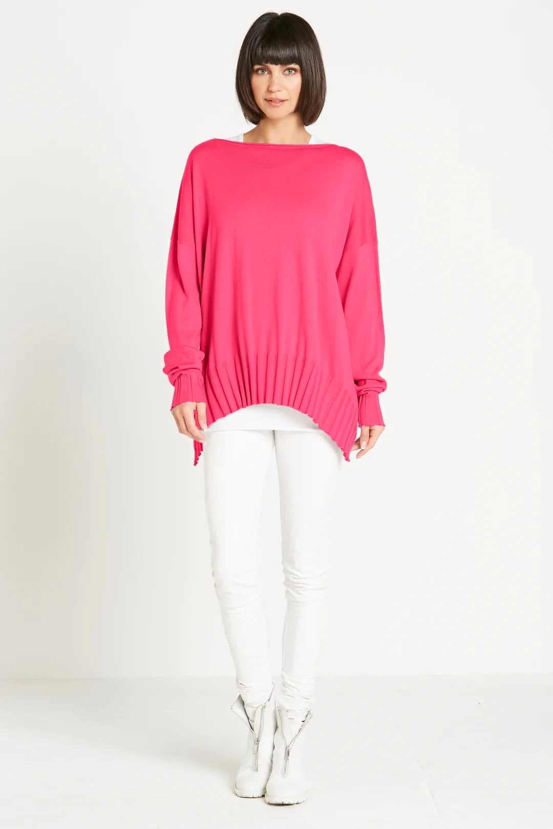 Pima Cotton Ribbed Boatneck In Lipstick - Image 2