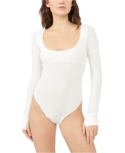 FREE PEOPLE Settle In Scoop Neck Bodysuit In Ivory