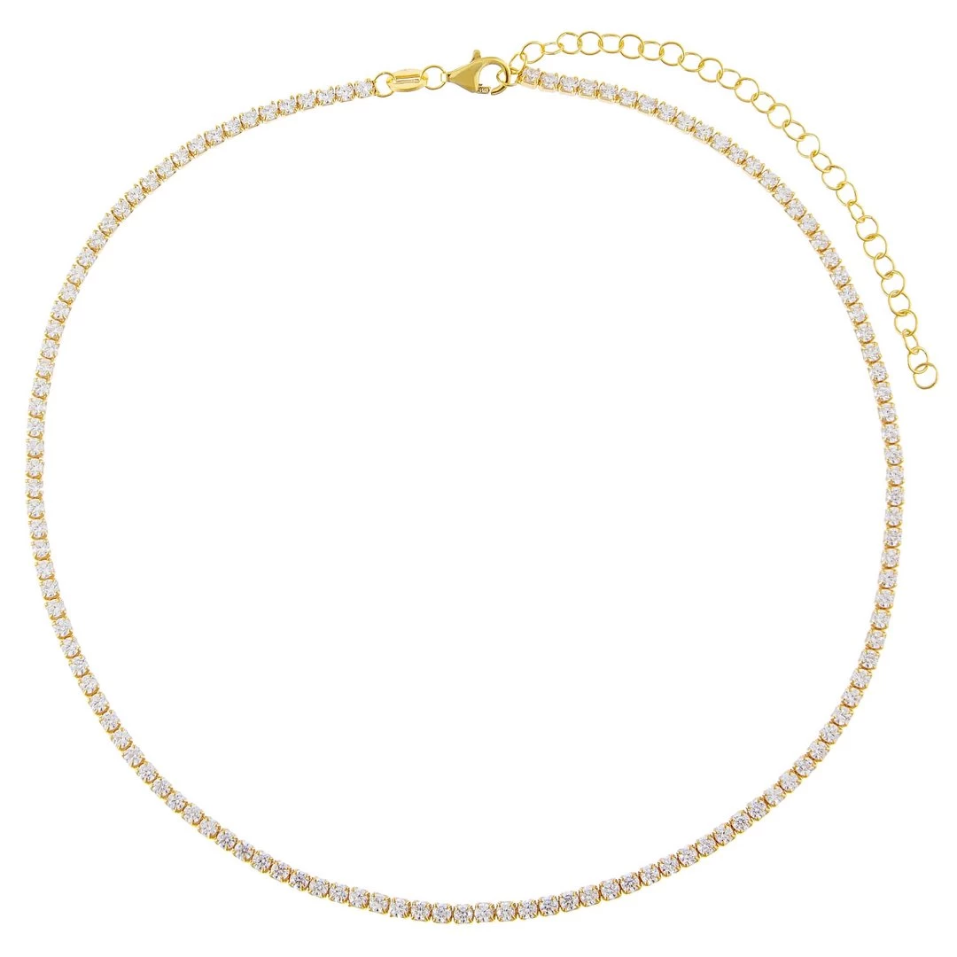 Thin Tennis Choker In Gold - Image 2