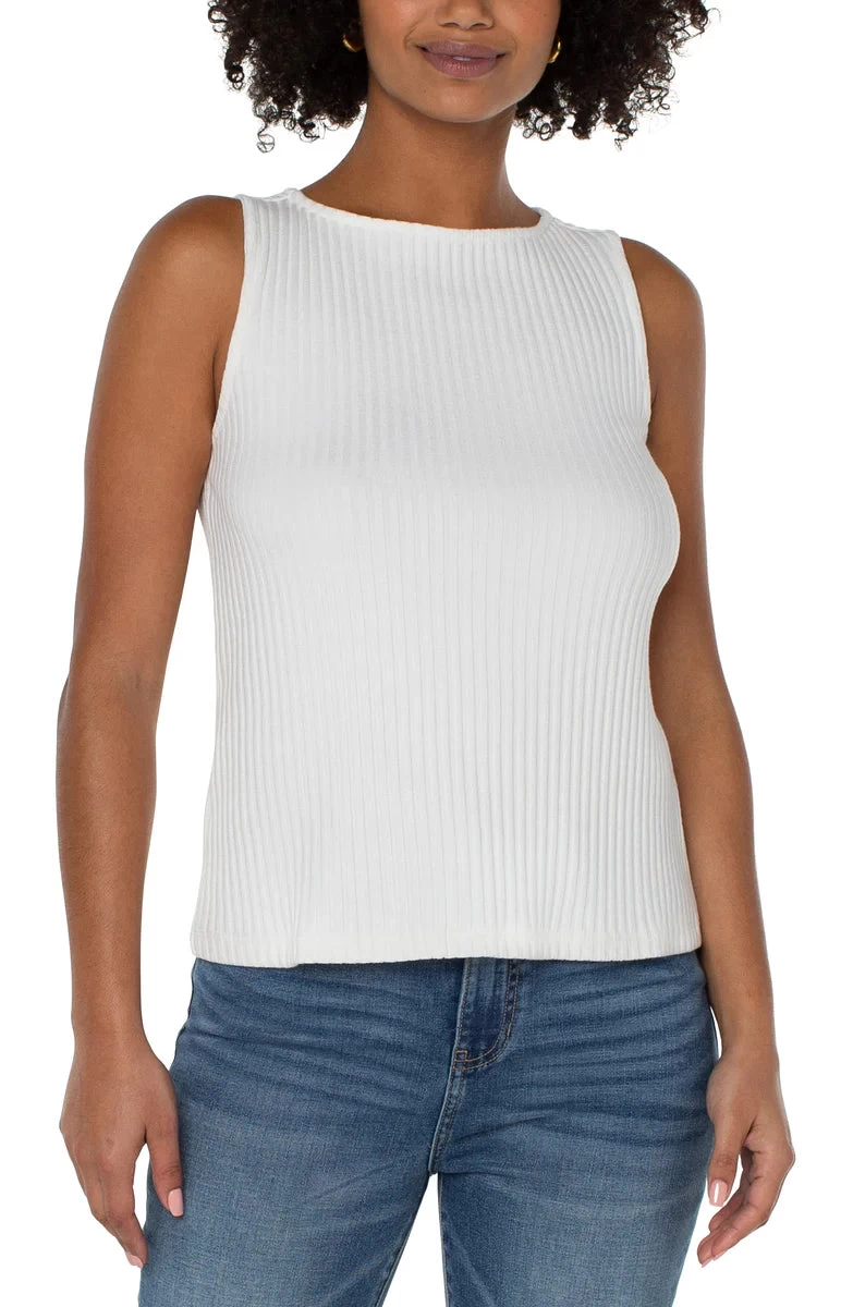 Sleeveless Boat Rib Knit Top In Snow - Image 2