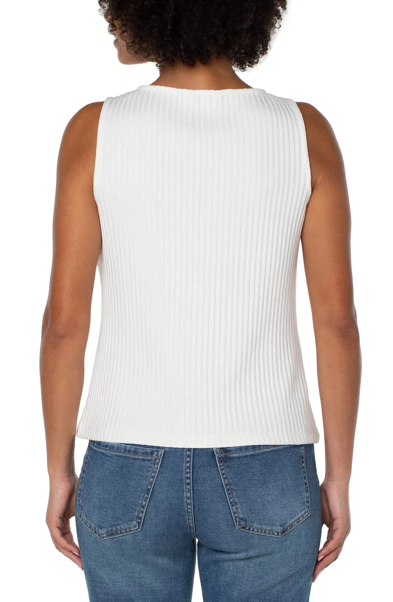 Sleeveless Boat Rib Knit Top In Snow - Image 3