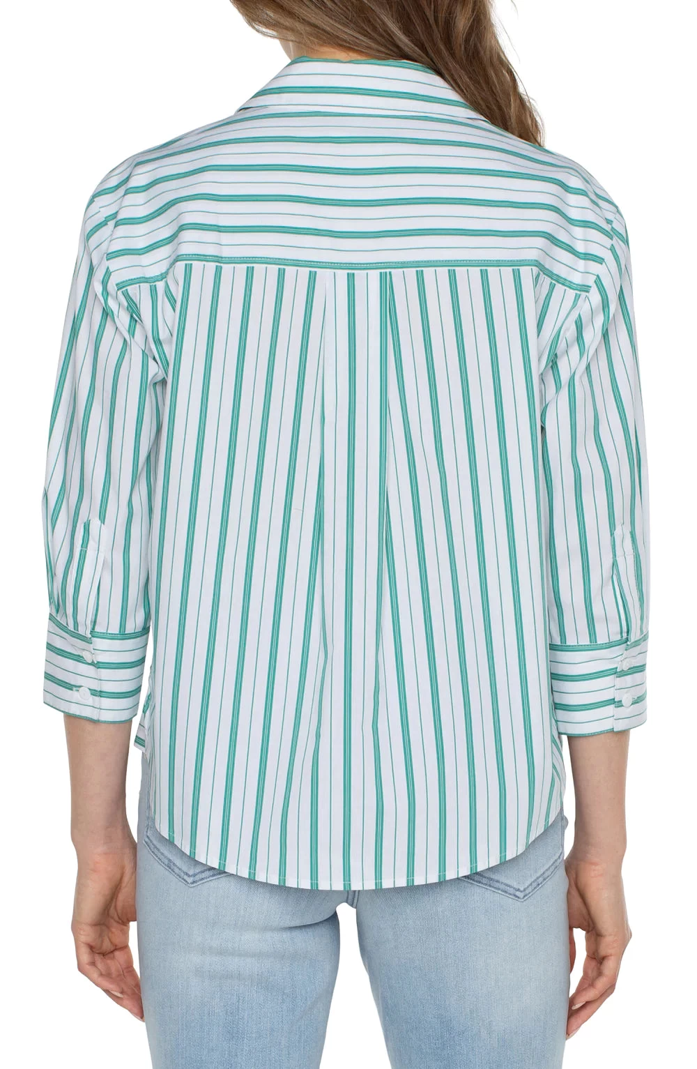 3/4 Sleeve Button Down In Green - Image 2