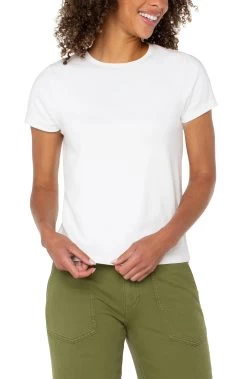 Short Sleeve Crewneck Knit Tee In White