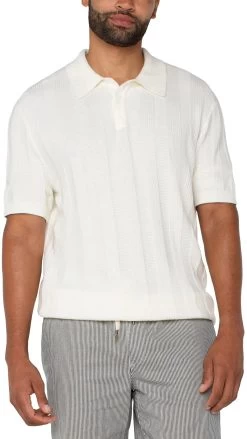 Ivory Short Sleeve Sweater Knit Polo