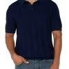 Navy Short Sleeve Sweater Knit Polo