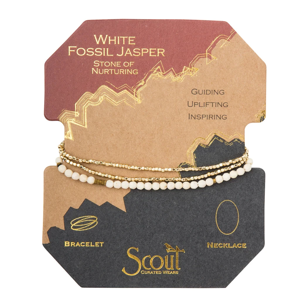 Delicate Stone Wrap - White Fossil Jasper